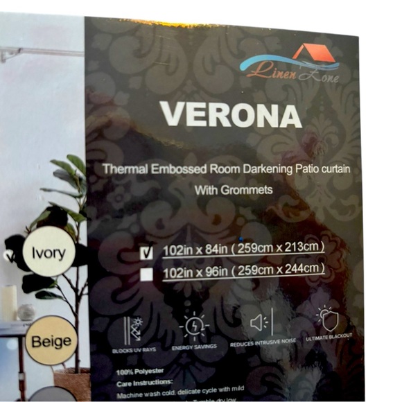Verona Other - Verona Thermal Embossed Blackout Curtain Ivory 102” x 84” NWT